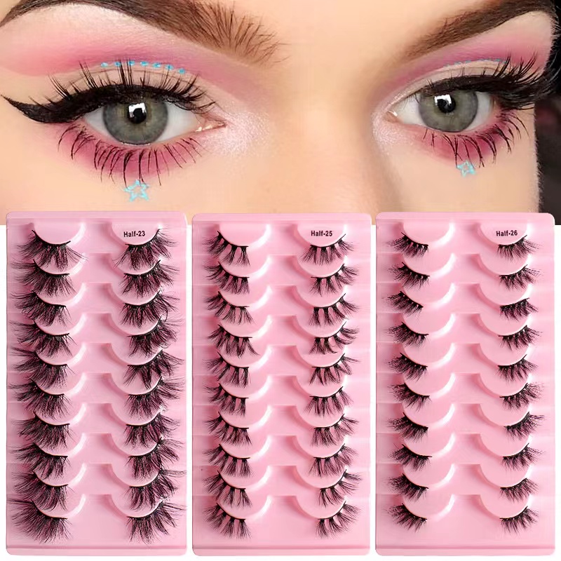 Wholesale Half Lashes Natural False Eyelashes Wispy Long Make up Faux 3d Mink Lashes Eyelash