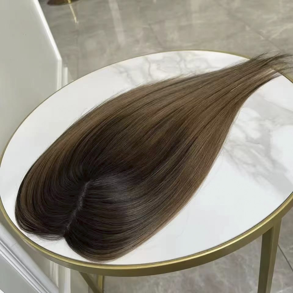 Costomized Wholesale Virgin Human Hair Topper 7×11 Mono Topper Straight - Image 4