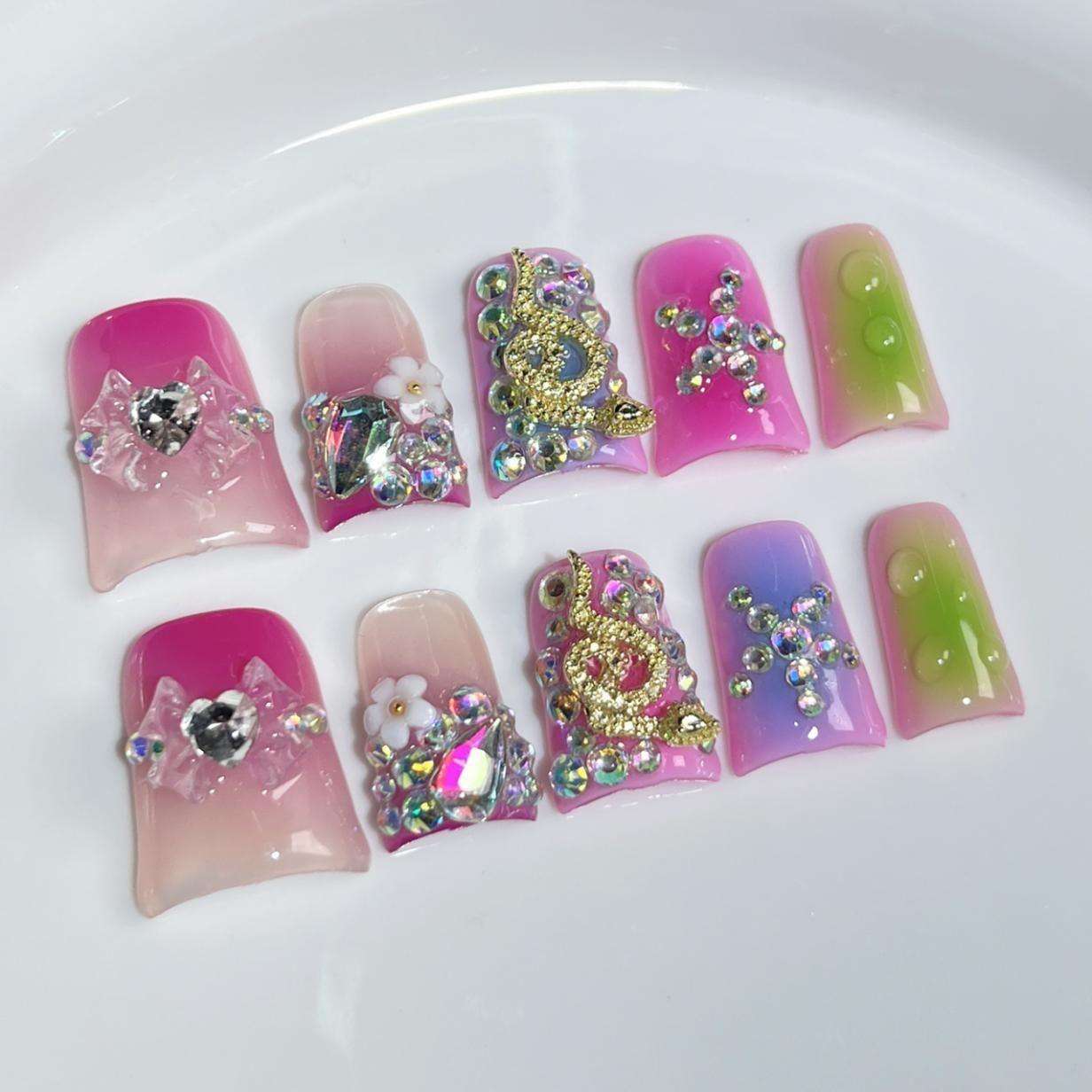 Wholesale Custom Press on Nails Square Handmade Nail the Dackbill Medium - Image 5