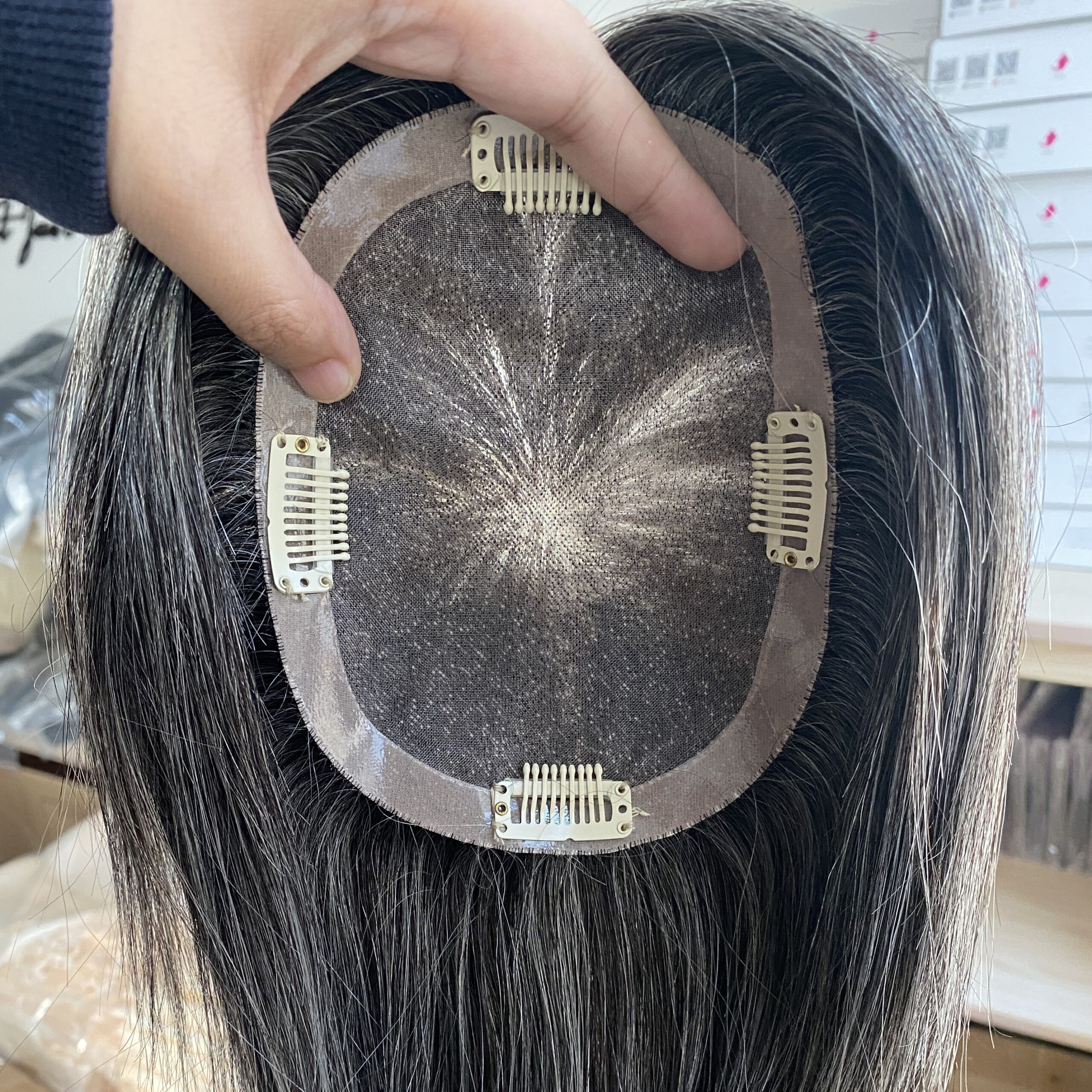 Costomized Wholesale Bulk Sale Factory High Quality Human Hair 9×14 Mono Topper Straight