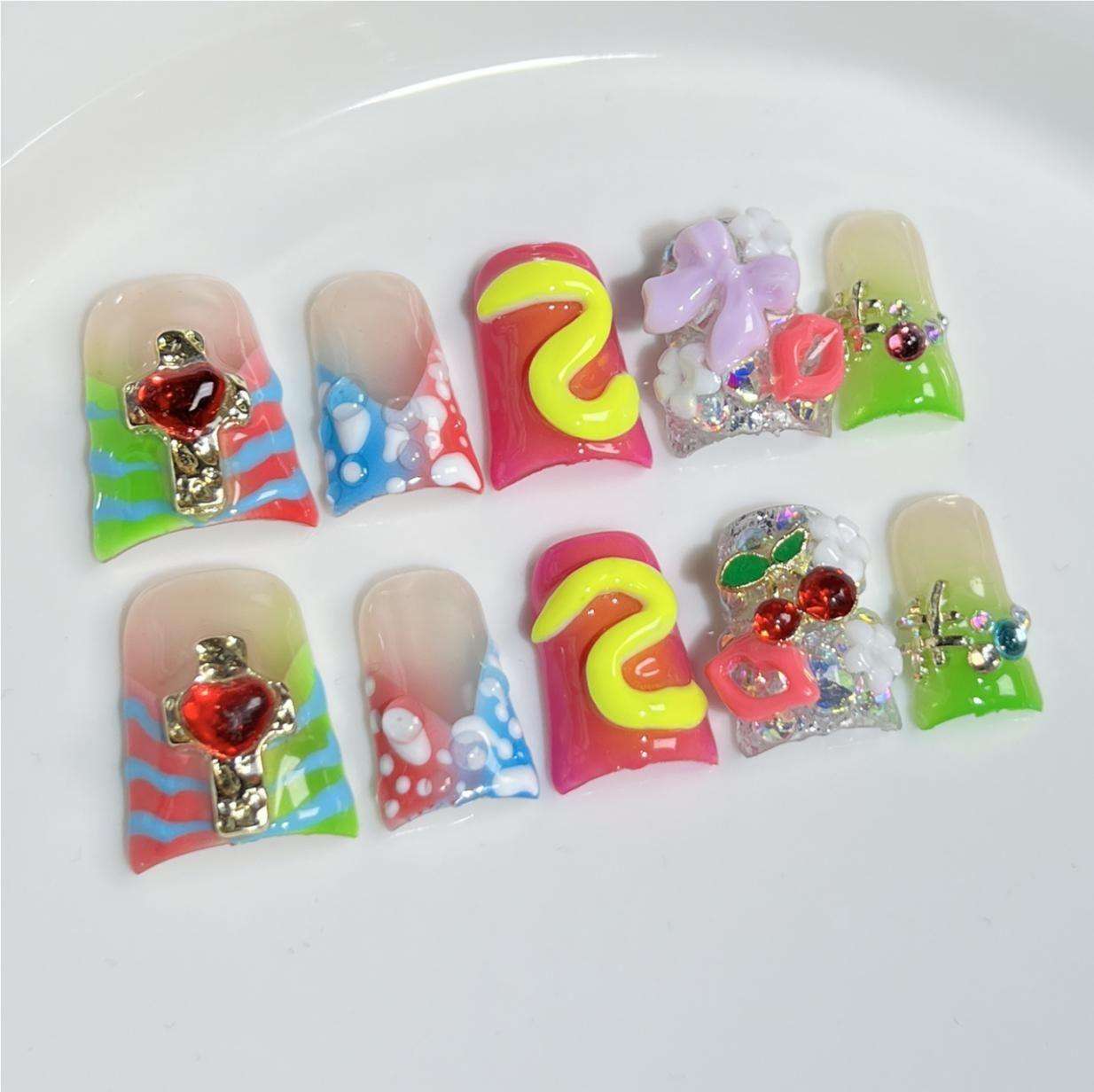Wholesale Custom Press on Nails Square Handmade Nail the Dackbill Medium - Image 4