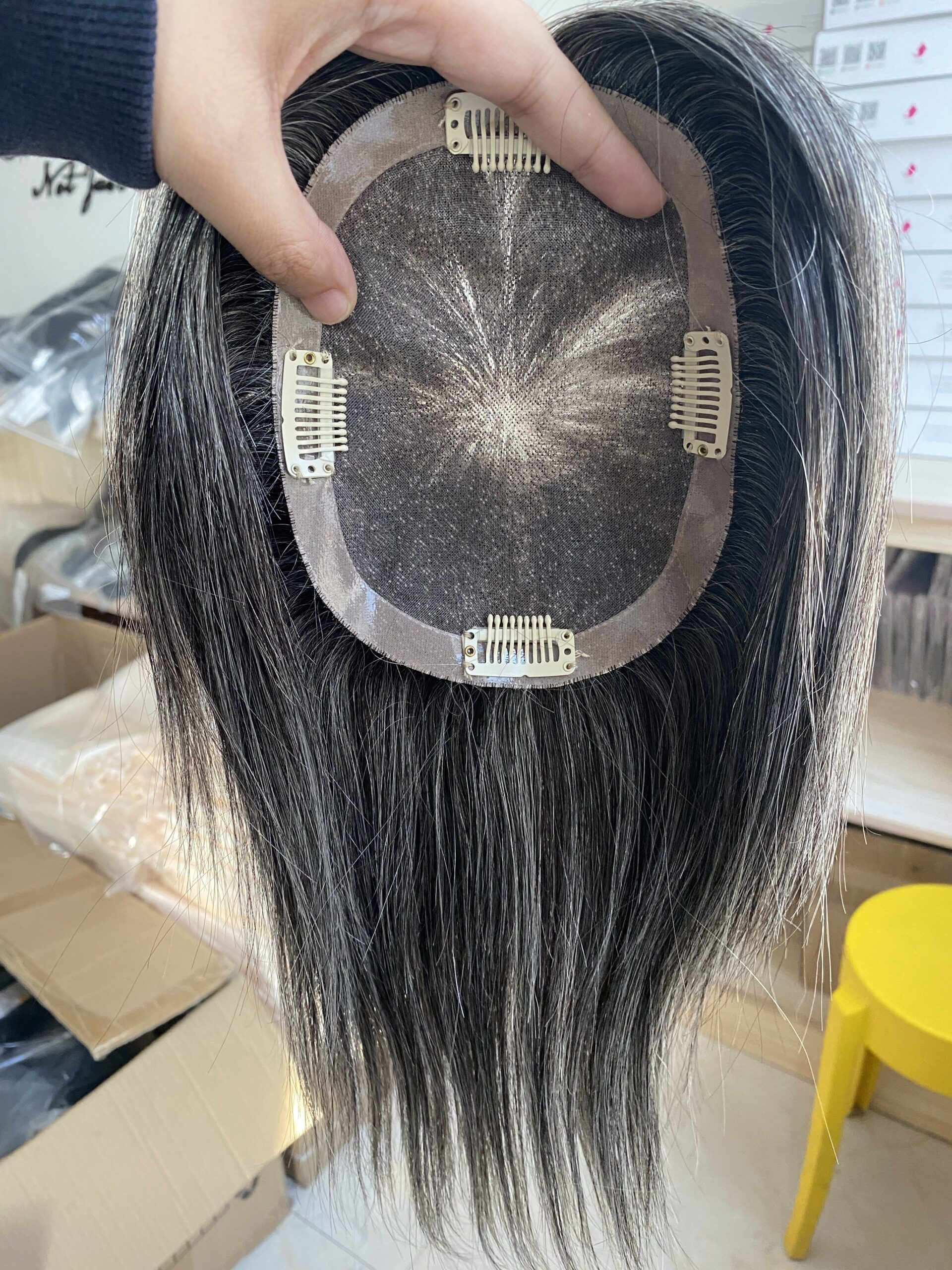 Costomized Wholesale Bulk Sale Factory High Quality Human Hair 9×14 Mono Topper Straight - Image 4