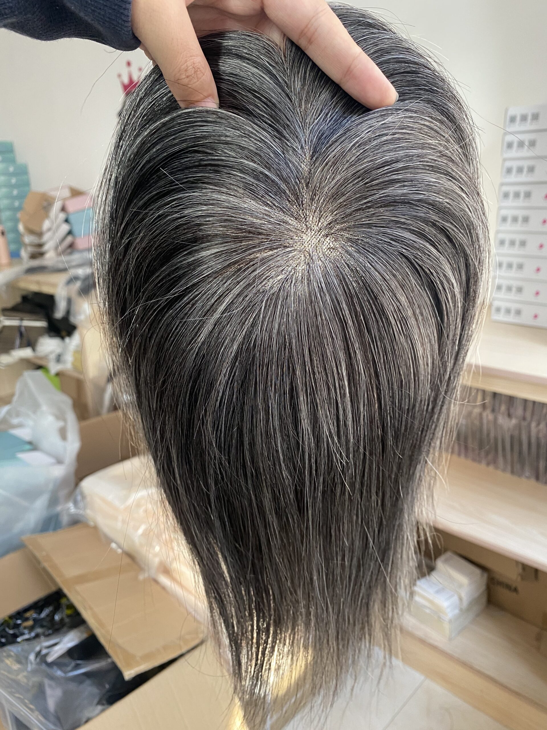 Costomized Wholesale Bulk Sale Factory High Quality Human Hair 9×14 Mono Topper Straight - Image 3