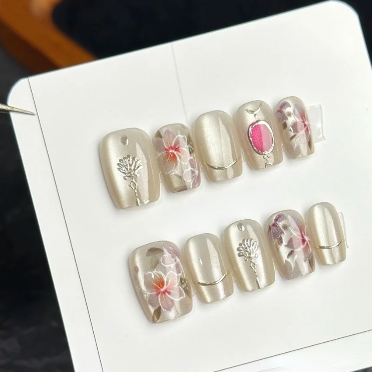 Wholesale Custom Press on Nails Square Handmade Nail Cat's Eye Style - Image 2