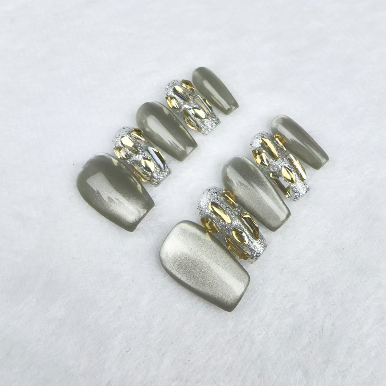 Wholesale Custom Press on Nails Square Handmade Nail Cat's Eye Style - Image 3