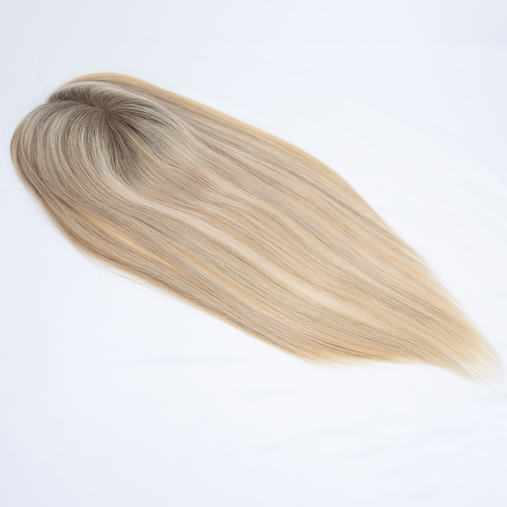customized Bulk Sale 100% human hair 12×14 mono topper Supplier Straight - Image 2
