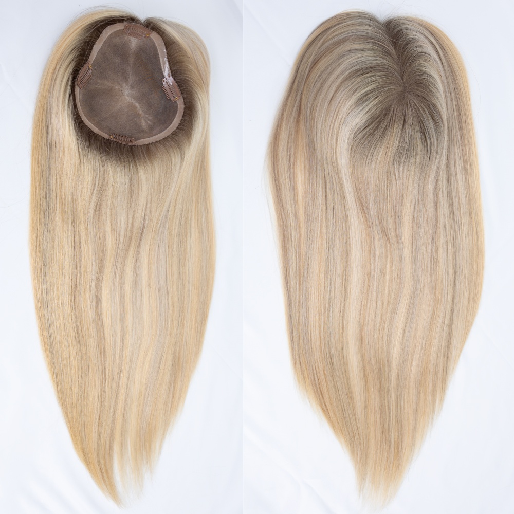 customized Bulk Sale 100% human hair 12×14 mono topper Supplier Straight