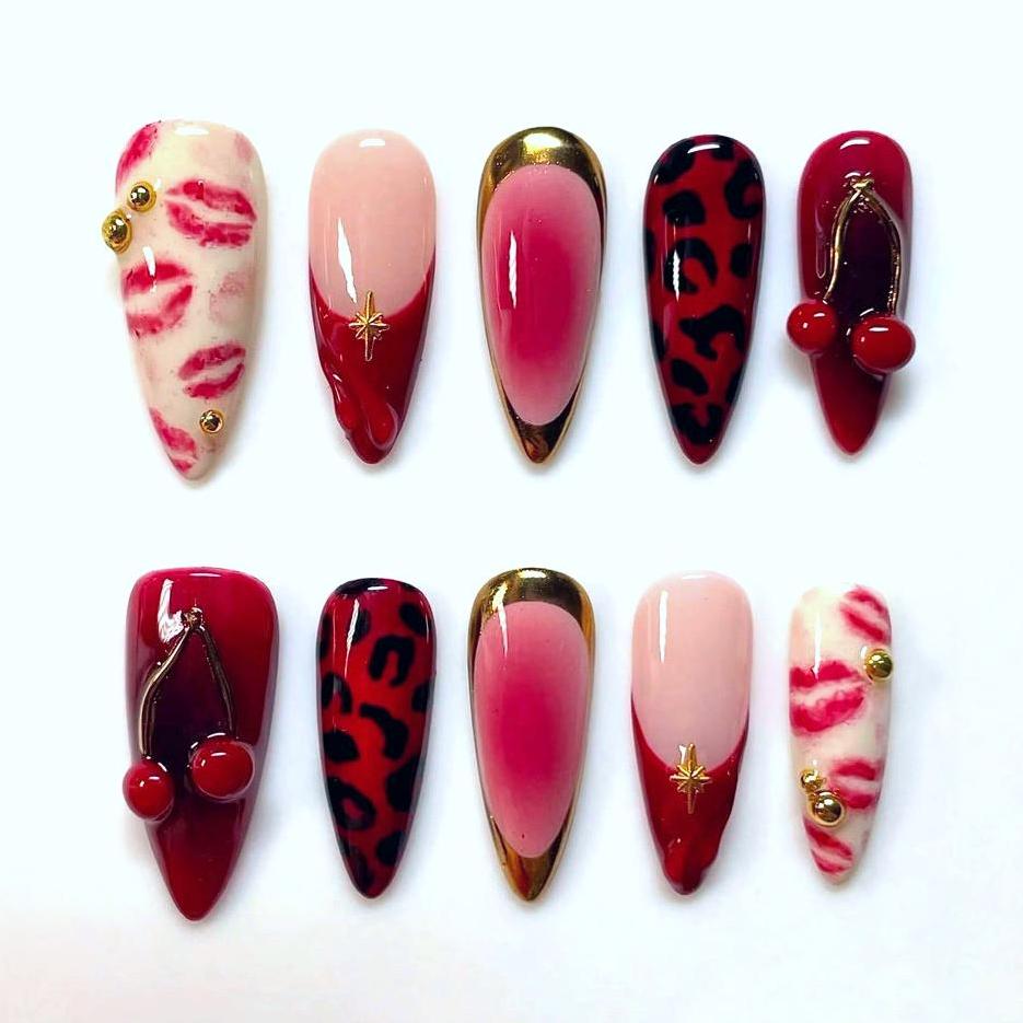 Wholesale Custom Press on Nails Almond Handmade Nail Sweet-Edgy Style