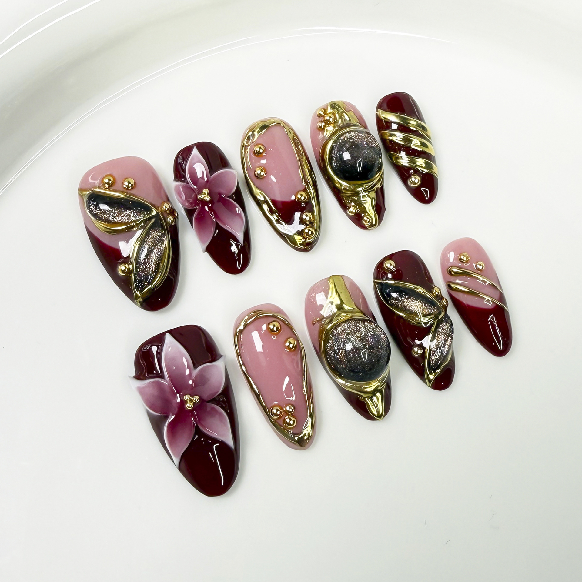 Wholesale Custom Press on Nails Almond Mechanical Nail 3D Style - Image 2
