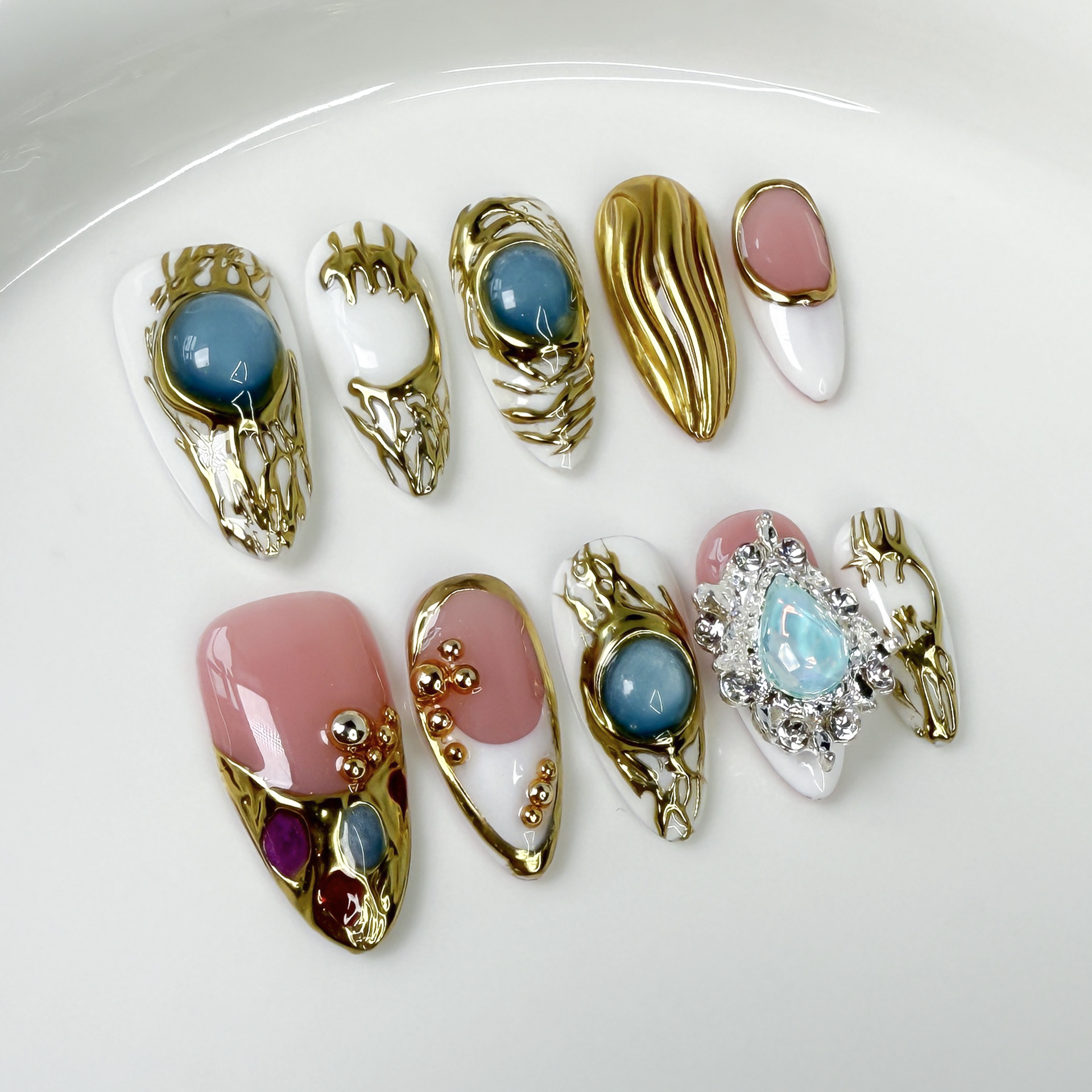 Wholesale Custom Press on Nails Almond Mechanical Nail 3D Style - Image 3