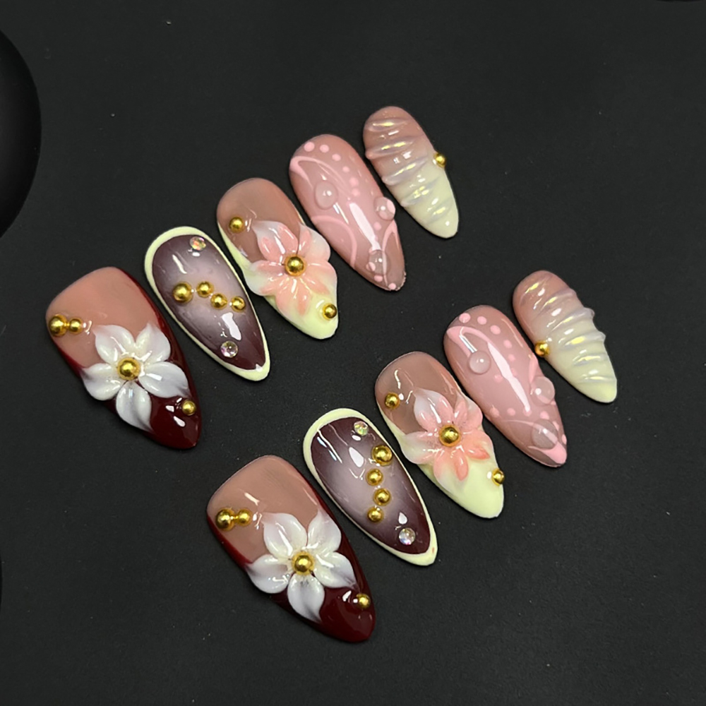 Wholesale Custom Press on Nails Almond Handmade Nail Sweet-Edgy Style - Image 5