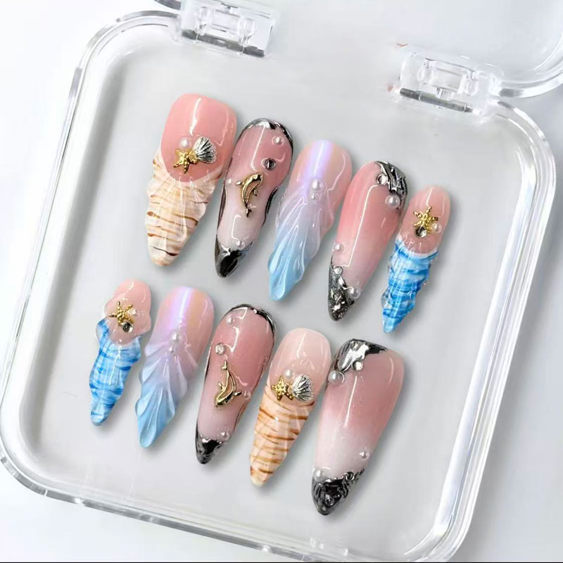 Wholesale Custom Press on Nails Almond Handmade Nail Sweet-Edgy Style - Image 3