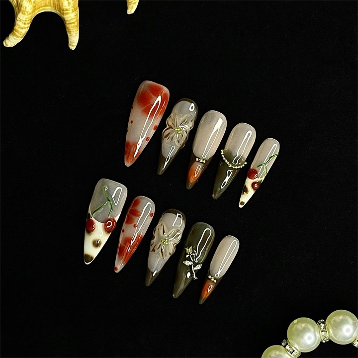 Wholesale Custom Press on Nails Almond Handmade Nail Sweet-Edgy Style - Image 6