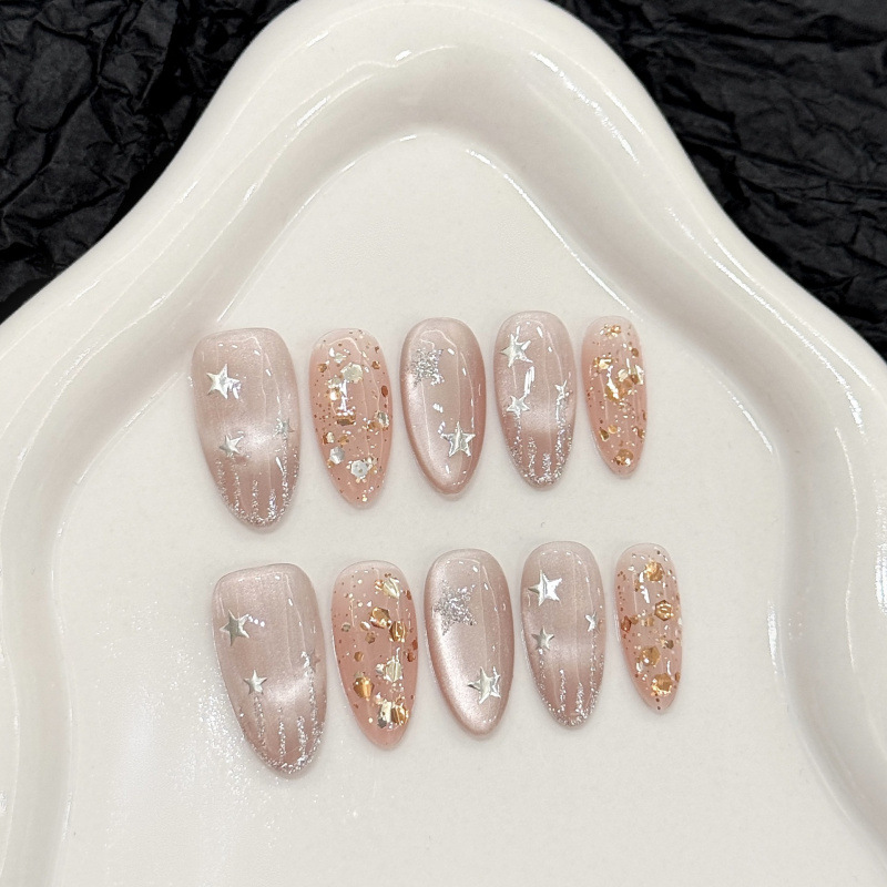 Wholesale Custom Press on Nails Almond Mechanical Nail Cat's Eye Style - Image 2