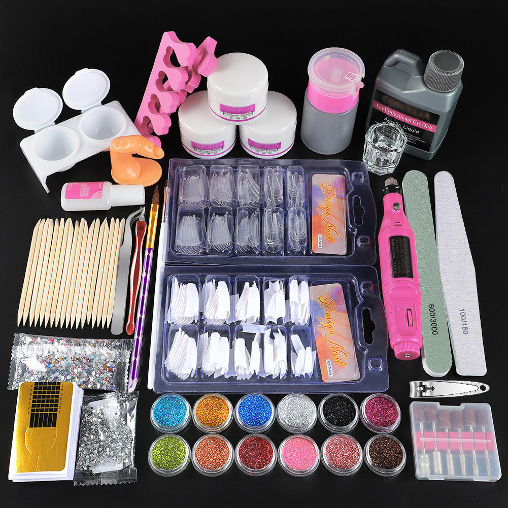 Beauty Nail Supplies Nail Art Acrylic Powder Wholesale Acrylic Powder with UV/LED Lamp Drill Full Nail Acrylic Set Acrylic Nails Kit - Image 4