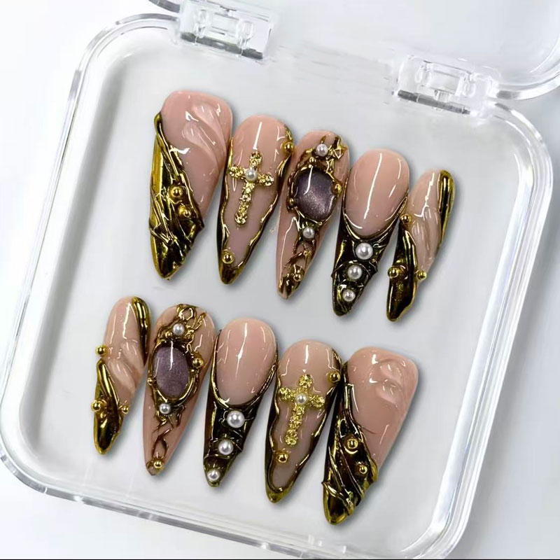 Wholesale Custom Press on Nails Stiletto Handmade Nail 3D Style - Image 2