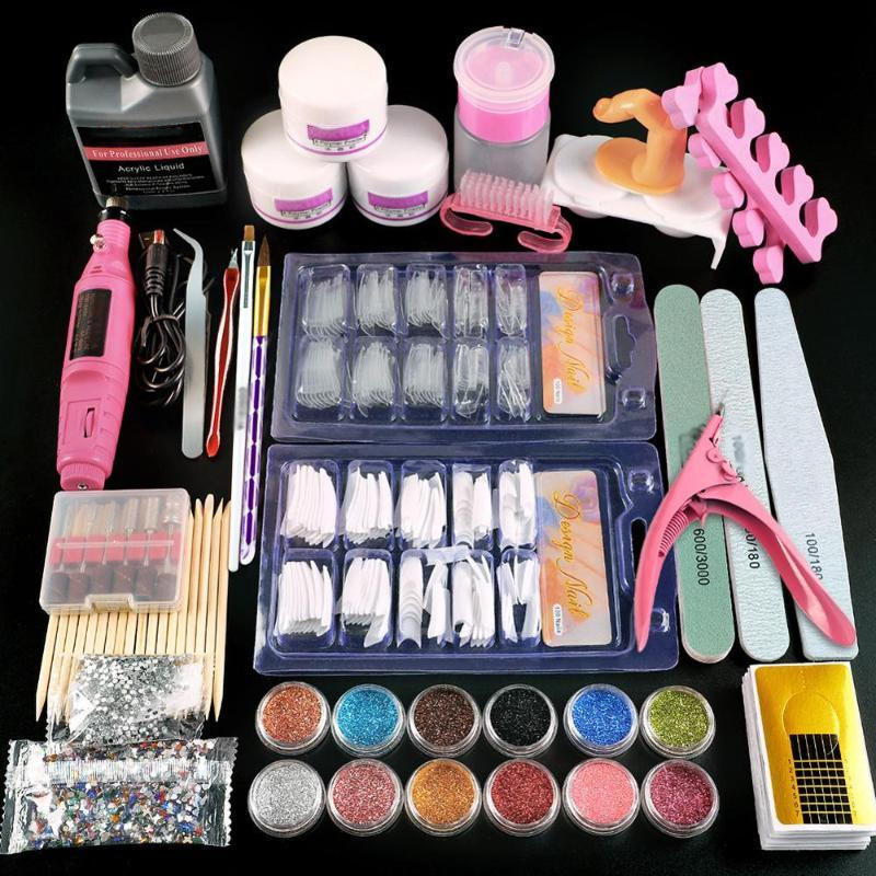 Beauty Nail Supplies Nail Art Acrylic Powder Wholesale Acrylic Powder with UV/LED Lamp Drill Full Nail Acrylic Set Acrylic Nails Kit - Image 3
