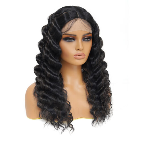 H9441a24fdb144279903bc84b3da398f2B Costomized Wholesale Bulk Sale Manufacturer High Quality 13*4*1 Lace Front wig 100% Human Hair Deep Wave Wig with Baby Hair Wigs